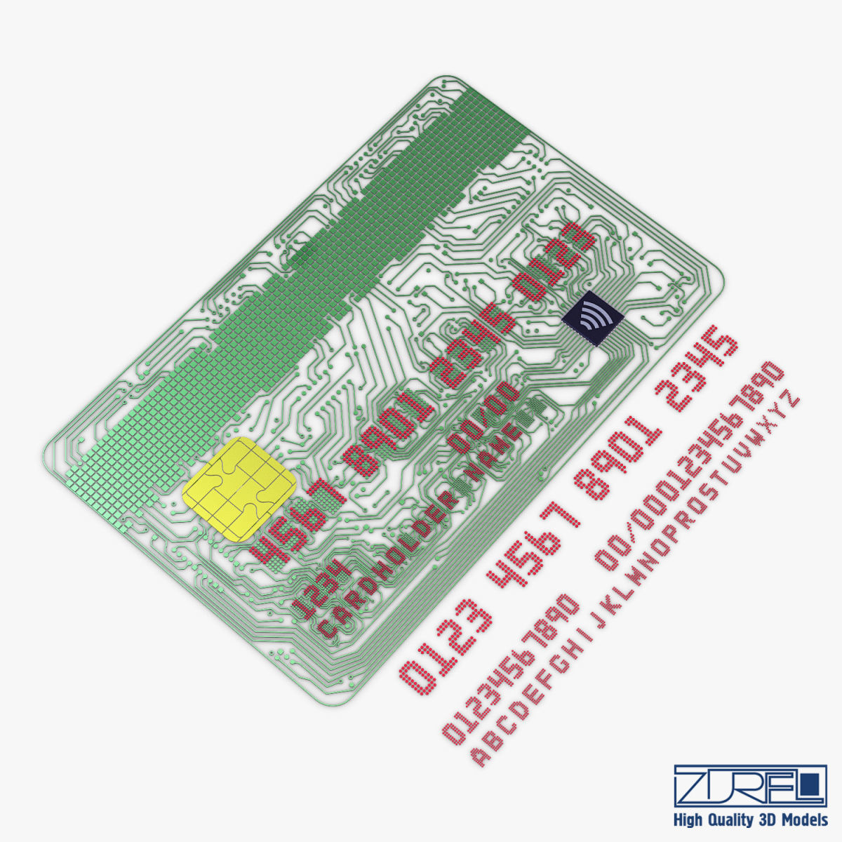 Electronic circuit bank card v 1 3D model_2