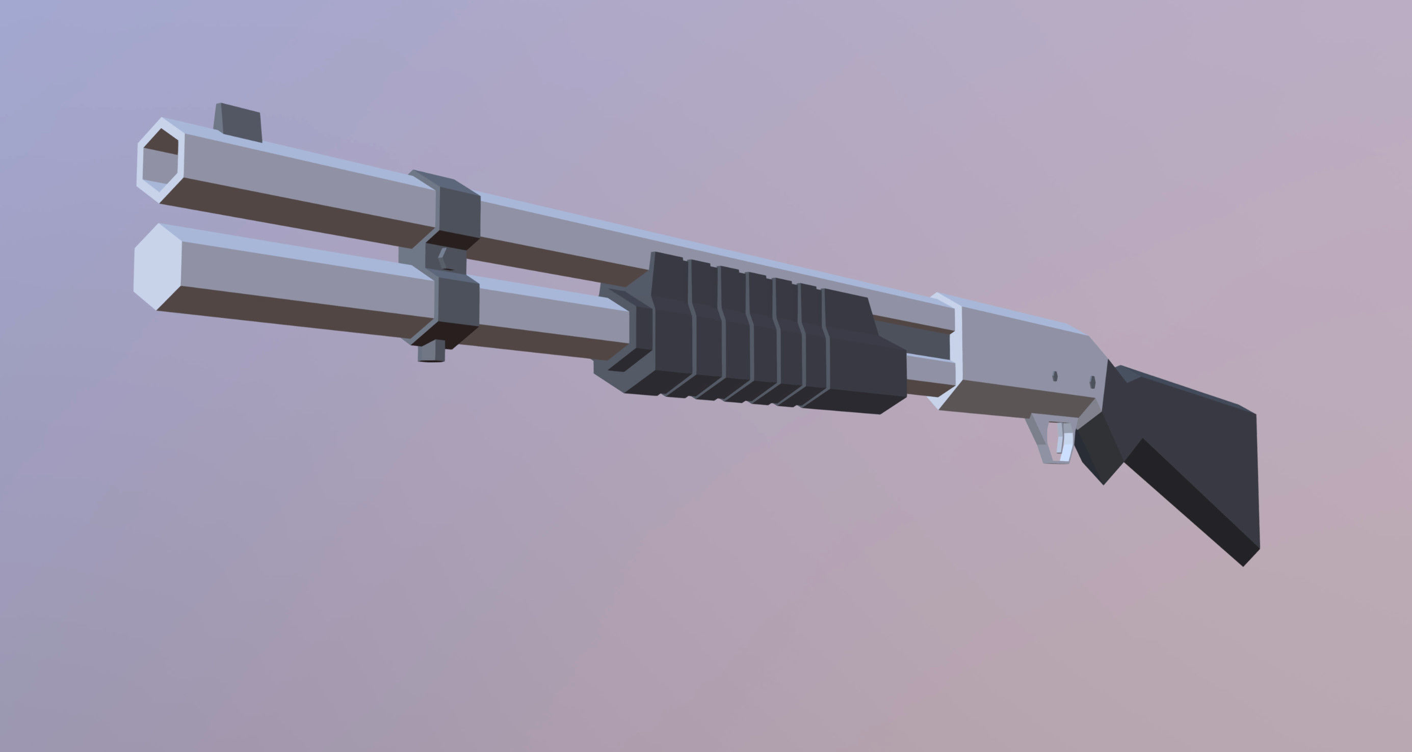 Shotgun Low-poly 3D model_0