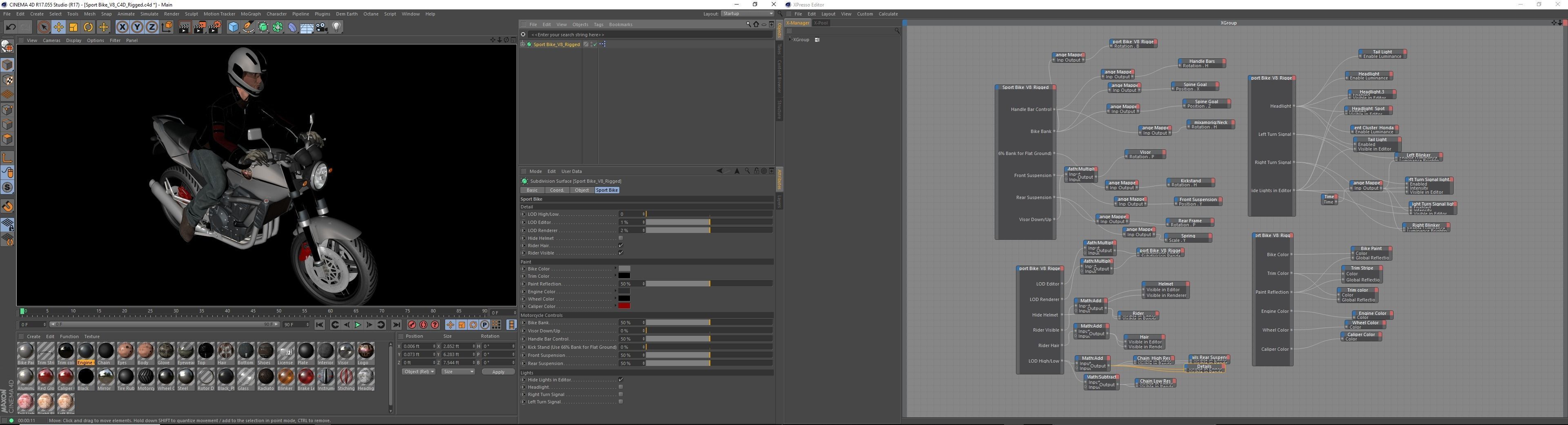 Sport Motorcycle with Rider Rigged C4D 3D model_50