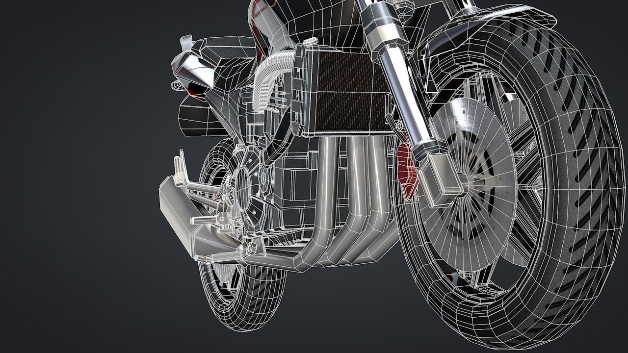 Sport Motorcycle with Rider Rigged C4D 3D model_45
