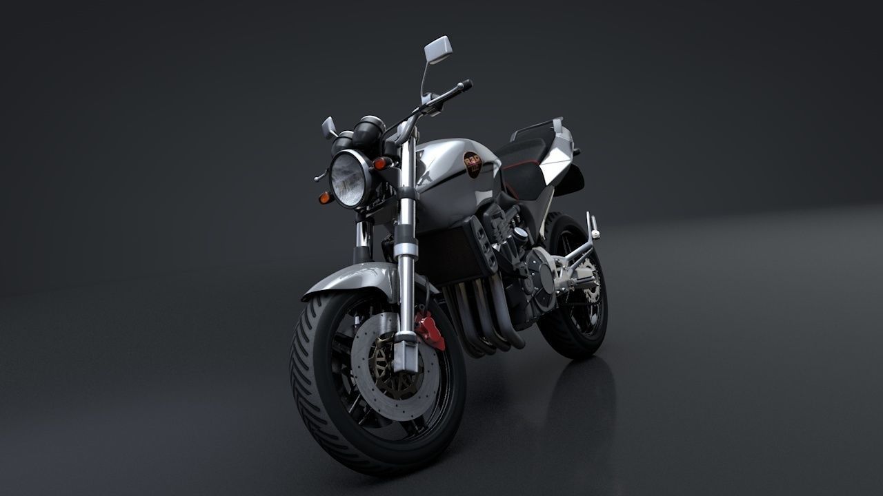 Sport Motorcycle with Rider Rigged C4D 3D model_9
