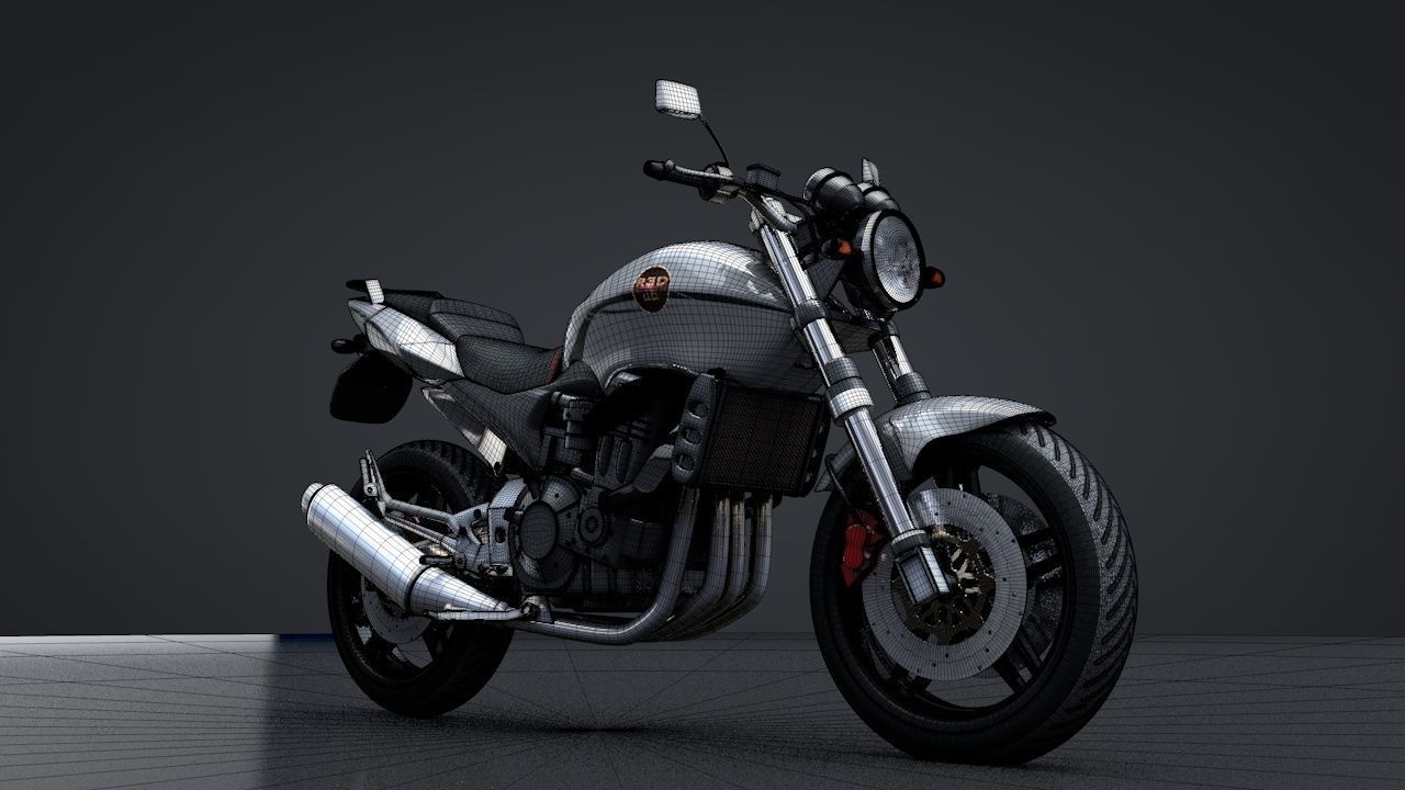 Sport Motorcycle with Rider Rigged C4D 3D model_21