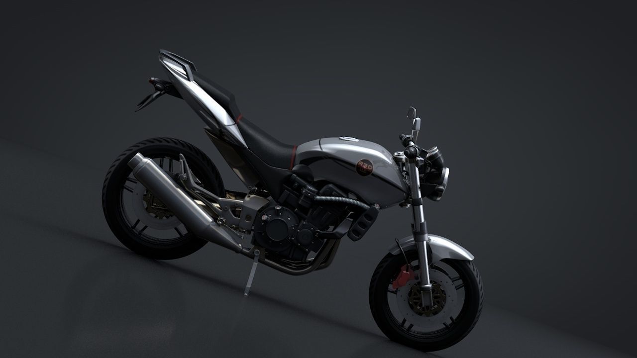 Sport Motorcycle with Rider Rigged C4D 3D model_4