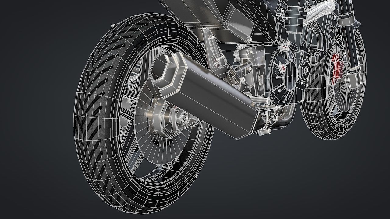 Sport Motorcycle with Rider Rigged C4D 3D model_40