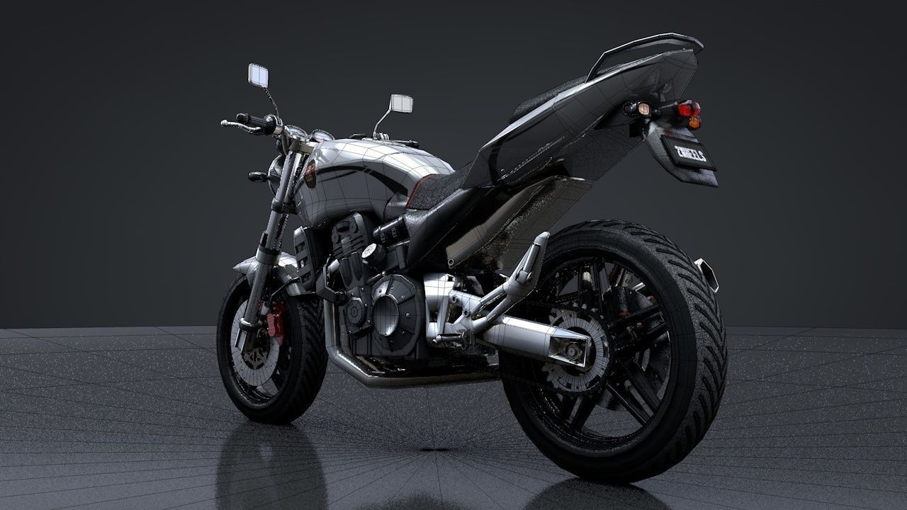 Sport Motorcycle with Rider Rigged C4D 3D model_16