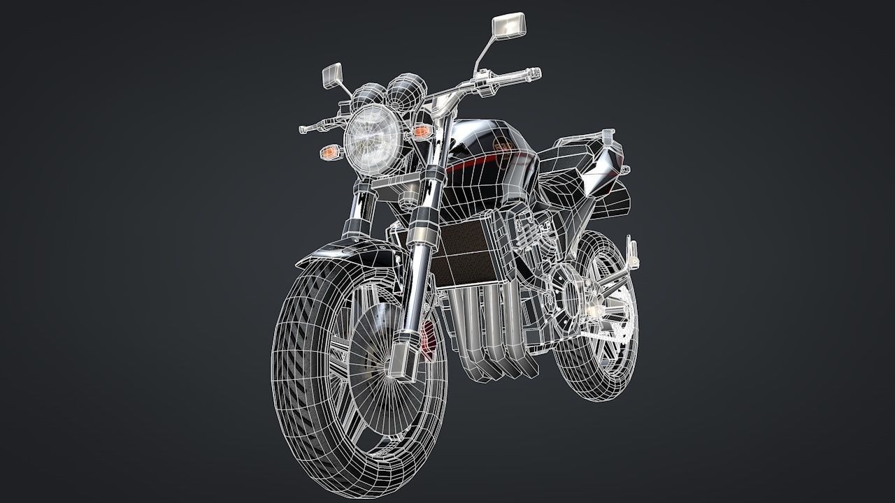 Sport Motorcycle with Rider Rigged C4D 3D model_37