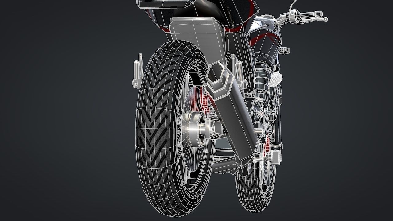 Sport Motorcycle with Rider Rigged C4D 3D model_41