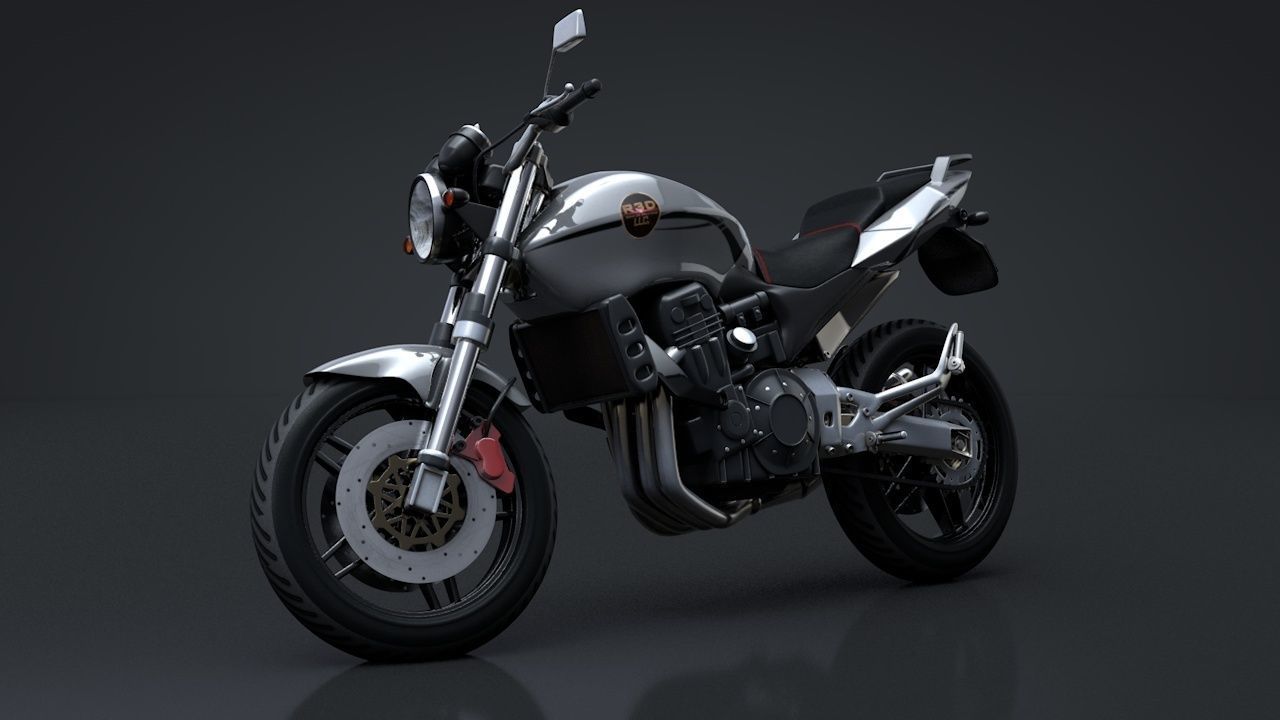 Sport Motorcycle with Rider Rigged C4D 3D model_3