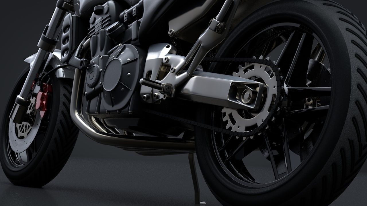 Sport Motorcycle with Rider Rigged C4D 3D model_7