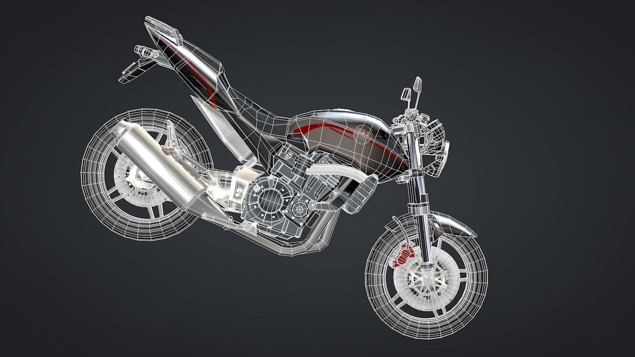 Sport Motorcycle with Rider Rigged C4D 3D model_43