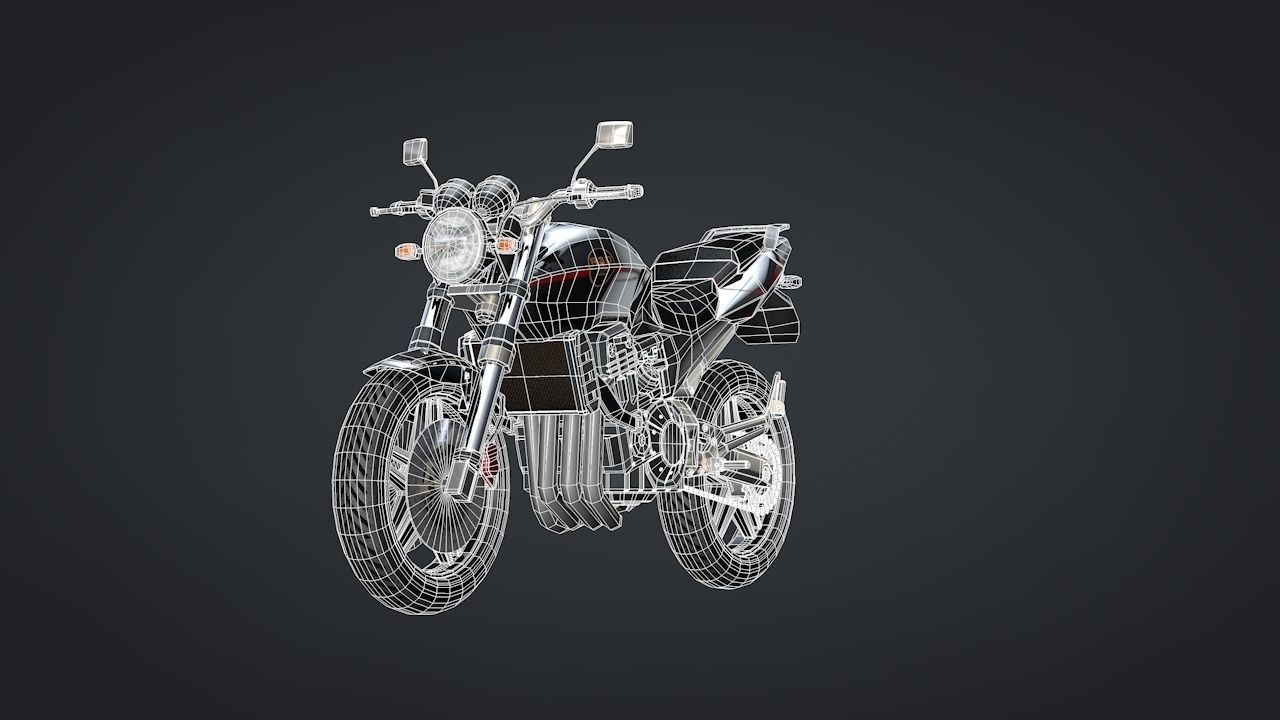 Sport Motorcycle with Rider Rigged C4D 3D model_36