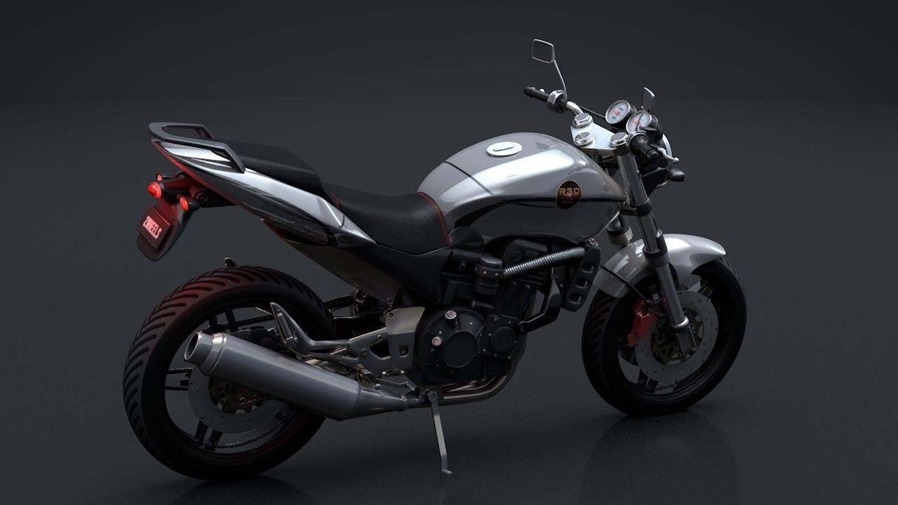 Sport Motorcycle with Rider Rigged C4D 3D model_5