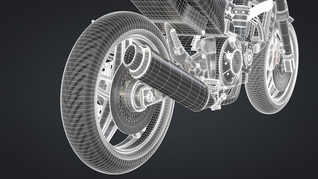 Sport Motorcycle with Rider Rigged C4D 3D model_27