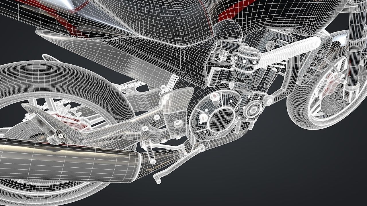 Sport Motorcycle with Rider Rigged C4D 3D model_33