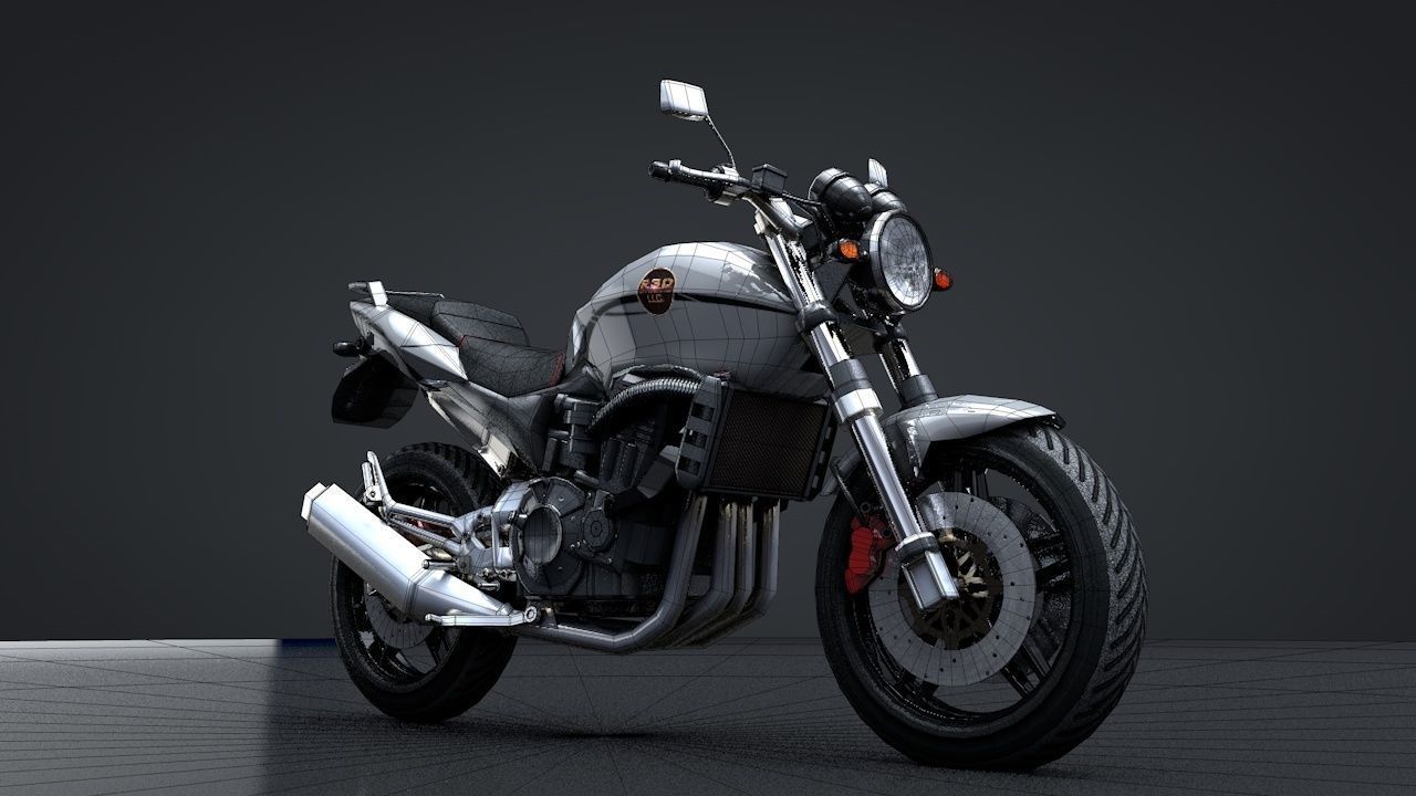 Sport Motorcycle with Rider Rigged C4D 3D model_22