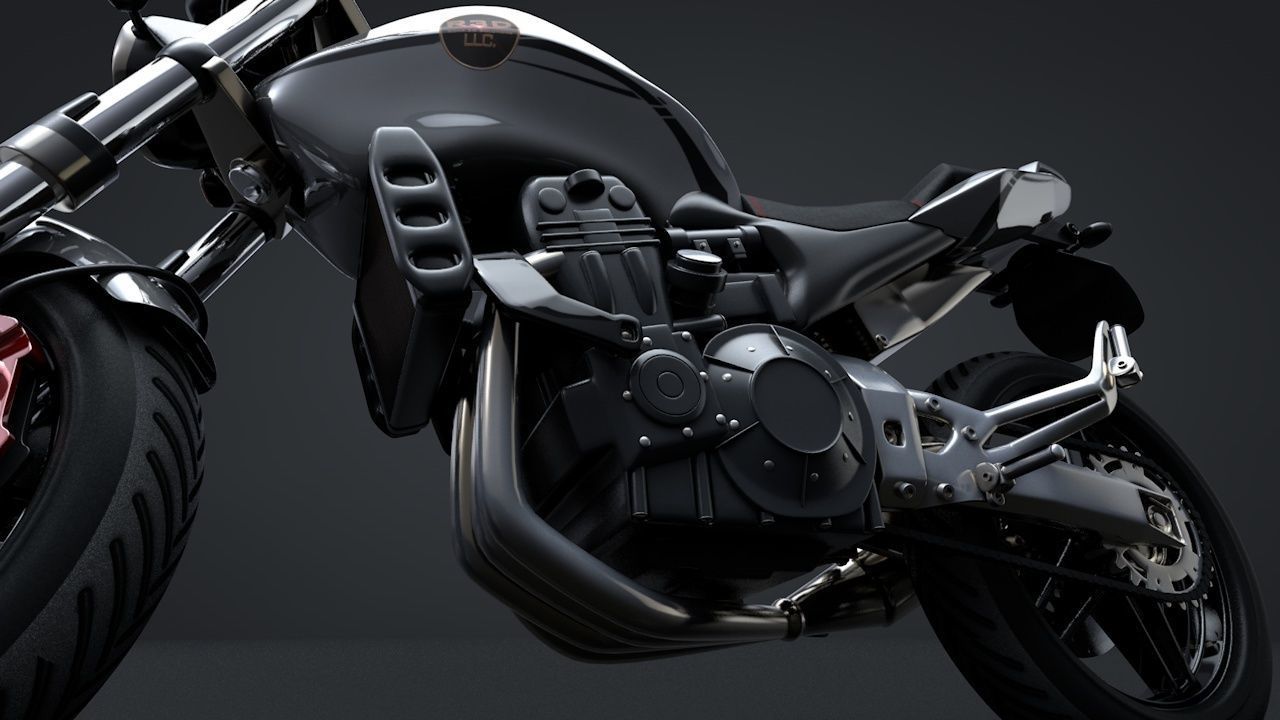 Sport Motorcycle with Rider Rigged C4D 3D model_12