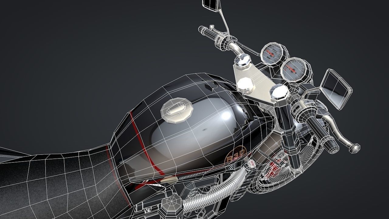 Sport Motorcycle with Rider Rigged C4D 3D model_47