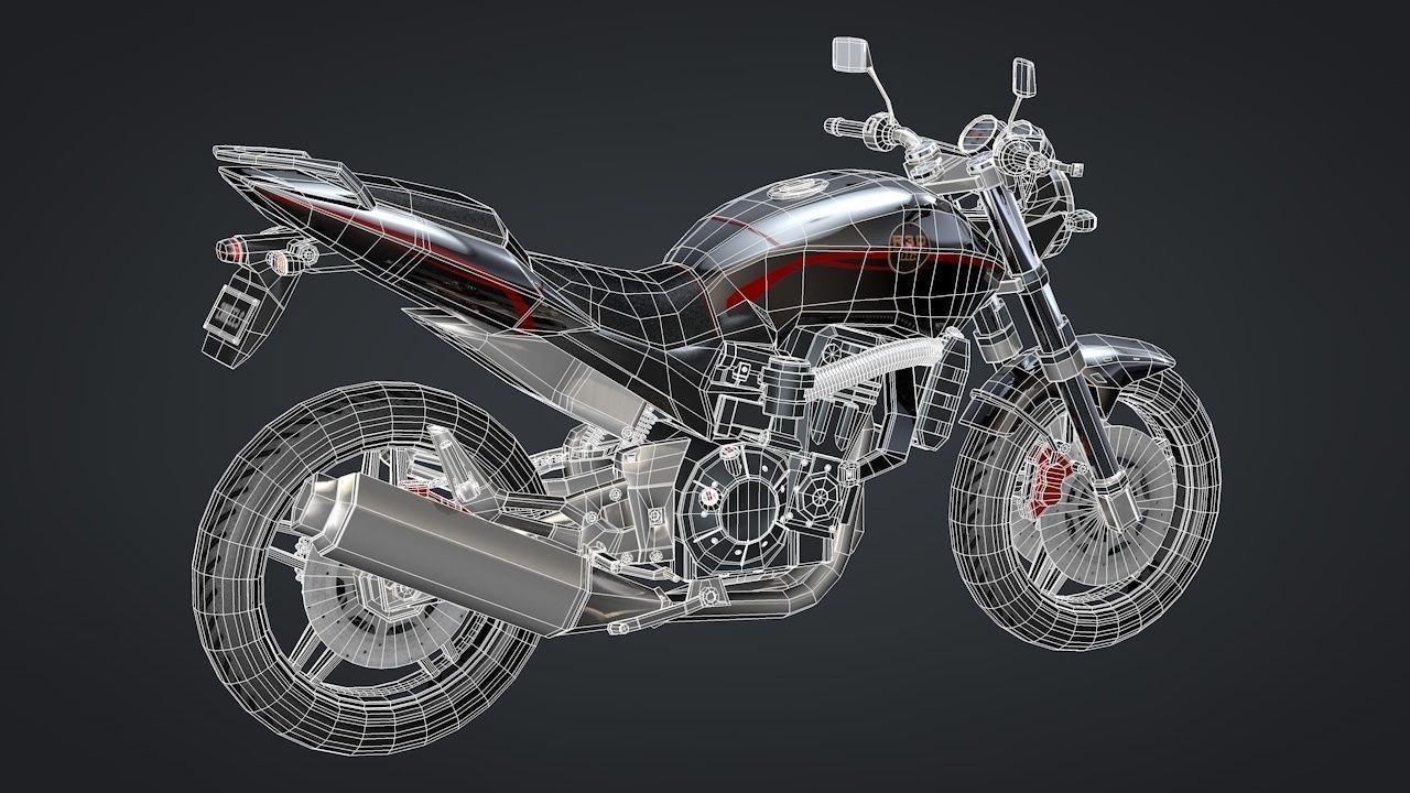 Sport Motorcycle with Rider Rigged C4D 3D model_42