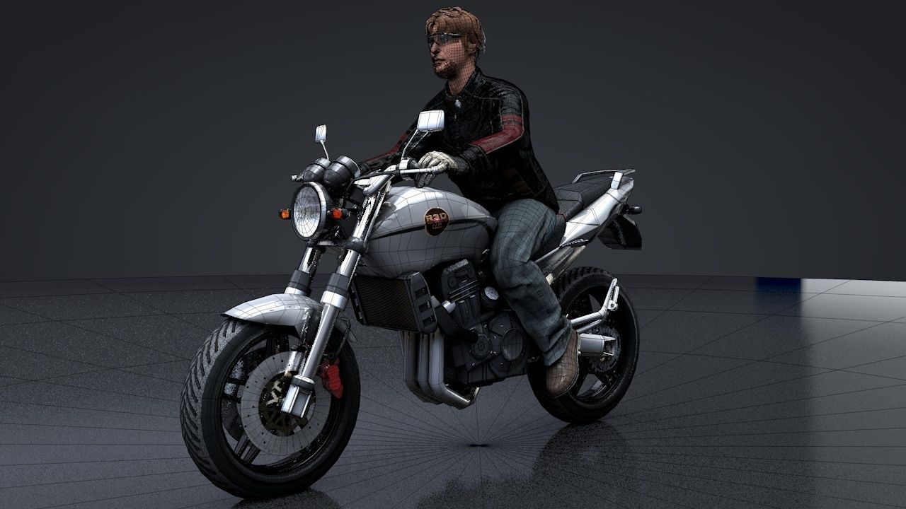 Sport Motorcycle with Rider Rigged C4D 3D model_18