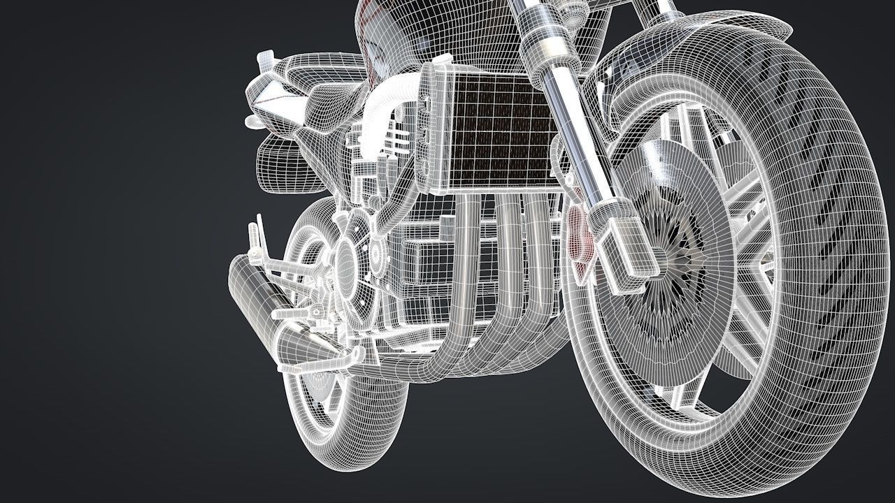 Sport Motorcycle with Rider Rigged C4D 3D model_32
