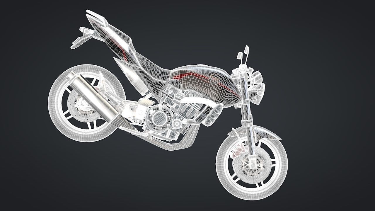 Sport Motorcycle with Rider Rigged C4D 3D model_30
