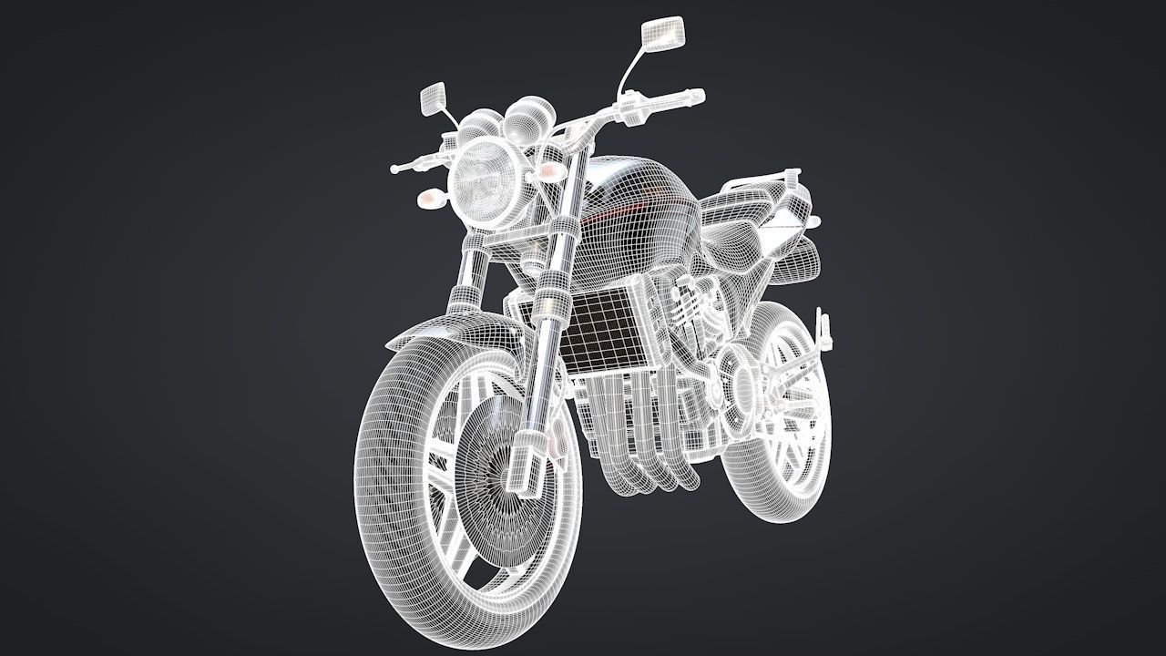 Sport Motorcycle with Rider Rigged C4D 3D model_24