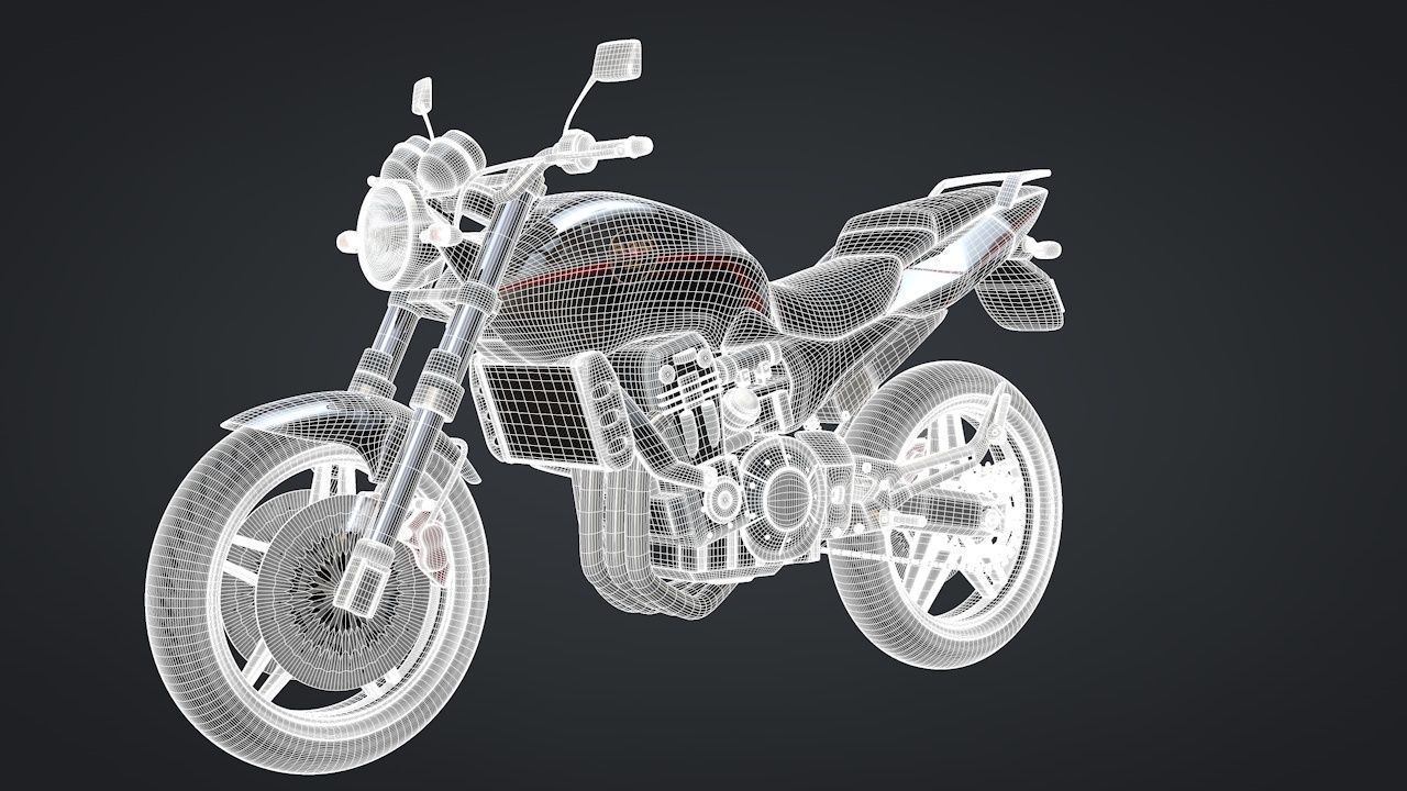 Sport Motorcycle with Rider Rigged C4D 3D model_25