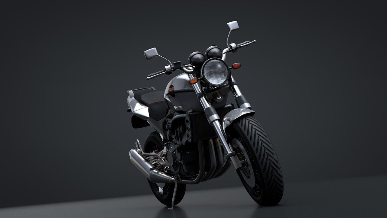Sport Motorcycle with Rider Rigged C4D 3D model_11