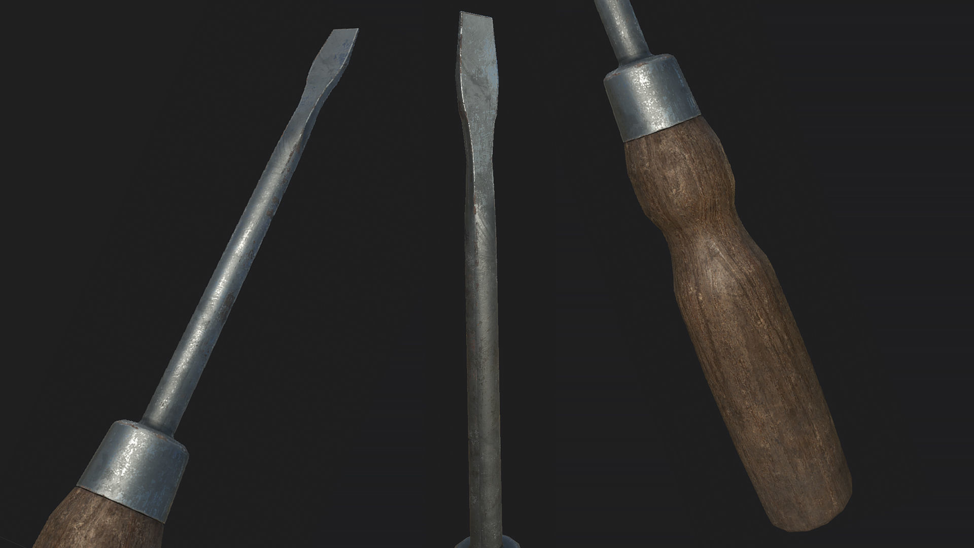 Old Screwdriver PBR Low-poly 3D model_1