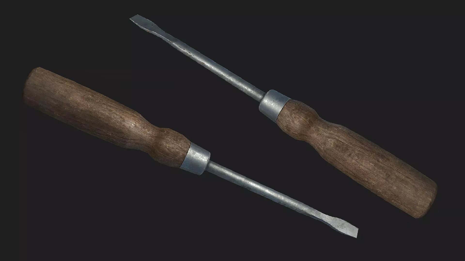 Old Screwdriver PBR Low-poly 3D model_0