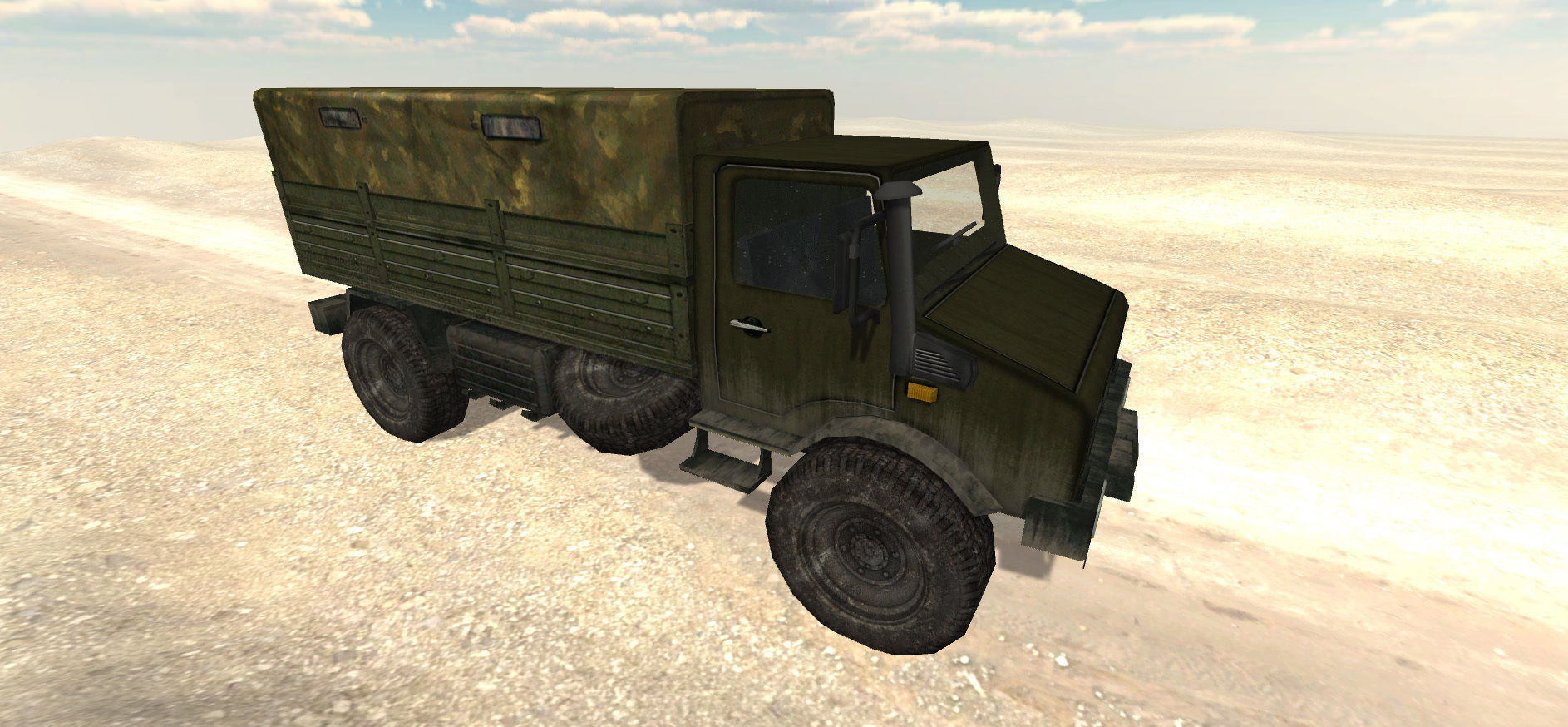 Army Cargo Military Truck Lowpoly unity Low-poly 3D model_2