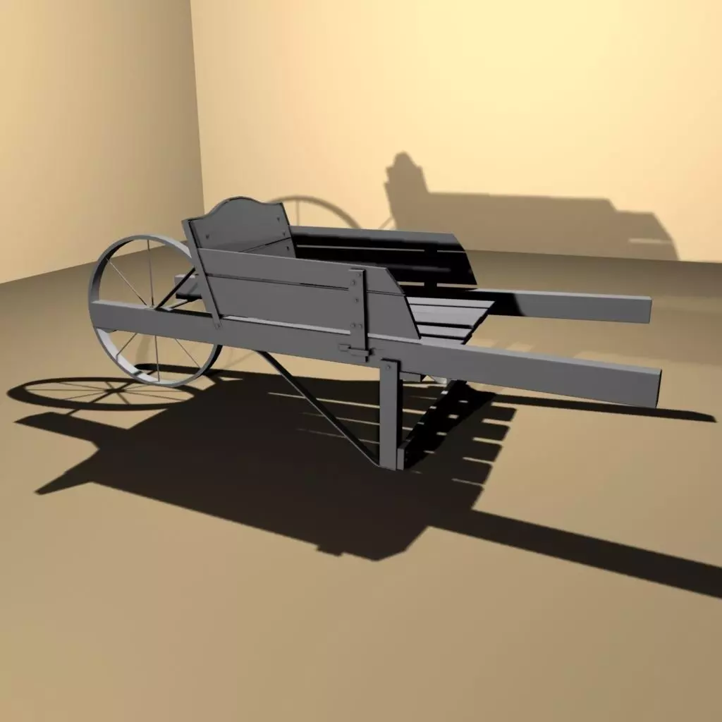 Old fashioned wheel barrow Free low-poly 3D model