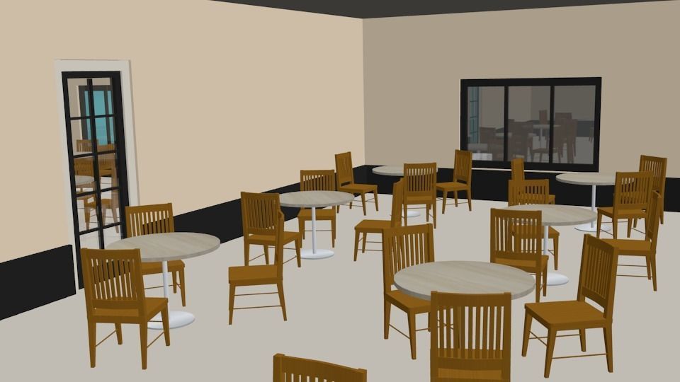 Casual Coffee Place Shop 3D low poly Low-poly 3D model_6