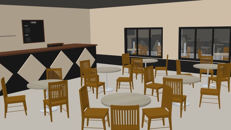 Casual Coffee Place Shop 3D low poly Low-poly 3D model_4