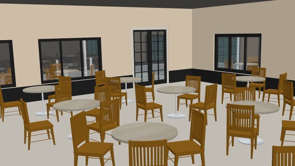 Casual Coffee Place Shop 3D low poly Low-poly 3D model_10