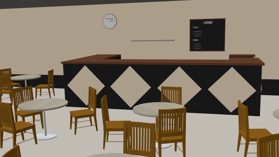Casual Coffee Place Shop 3D low poly Low-poly 3D model_7