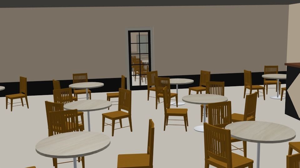 Casual Coffee Place Shop 3D low poly Low-poly 3D model_3