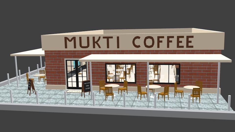 Casual Coffee Place Shop 3D low poly Low-poly 3D model_8