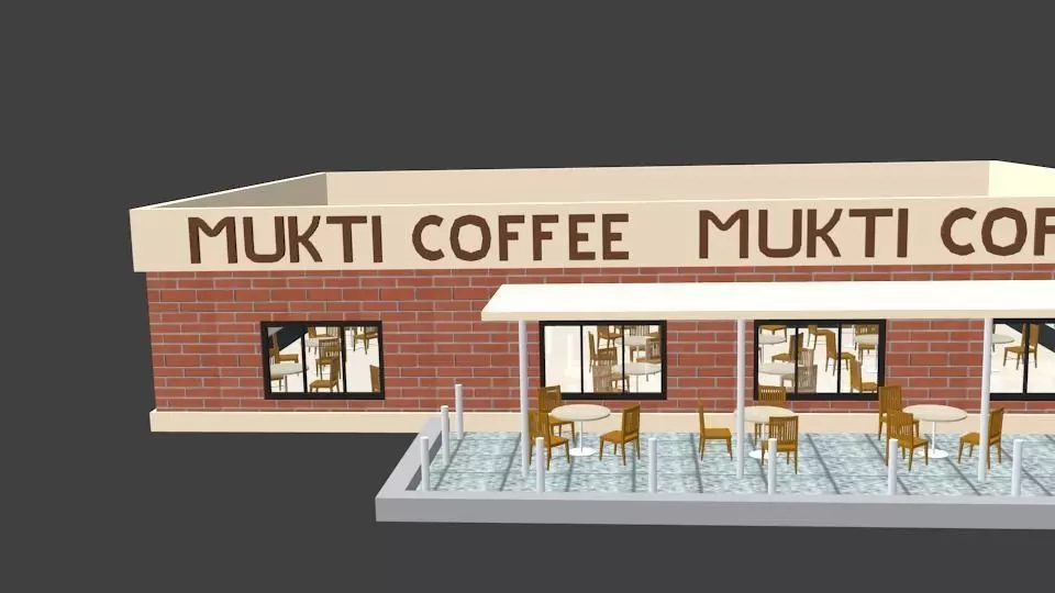 Casual Coffee Place Shop 3D low poly Low-poly 3D model_0