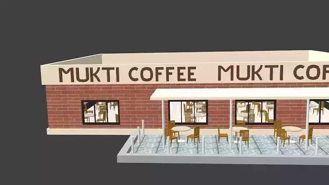 Casual Coffee Place Shop 3D low poly