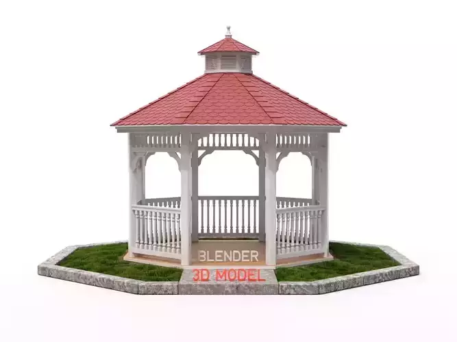 Gazebo octagonal umbrella on lawn