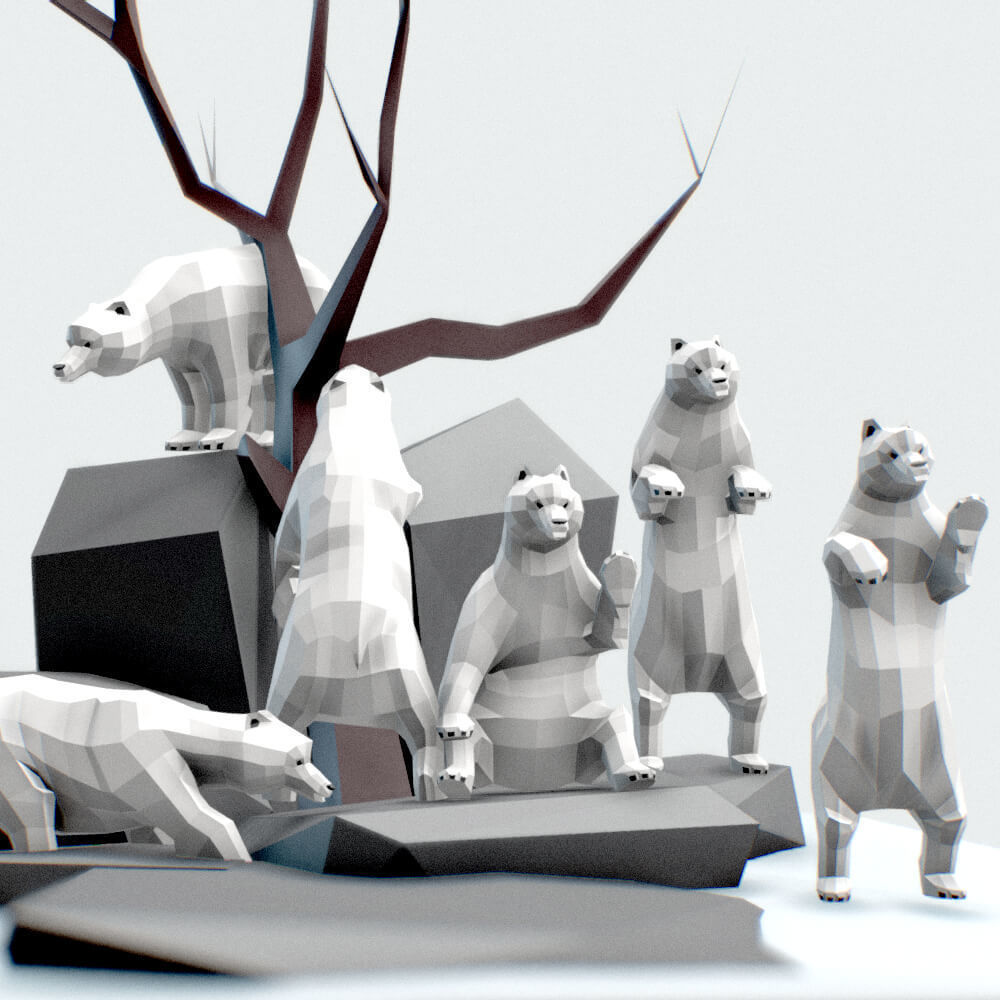 Polar Bear Low-poly 3D model_1