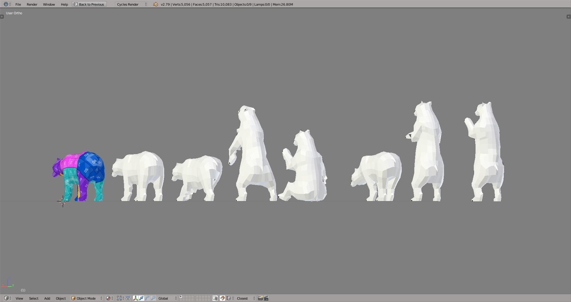 Polar Bear Low-poly 3D model_6