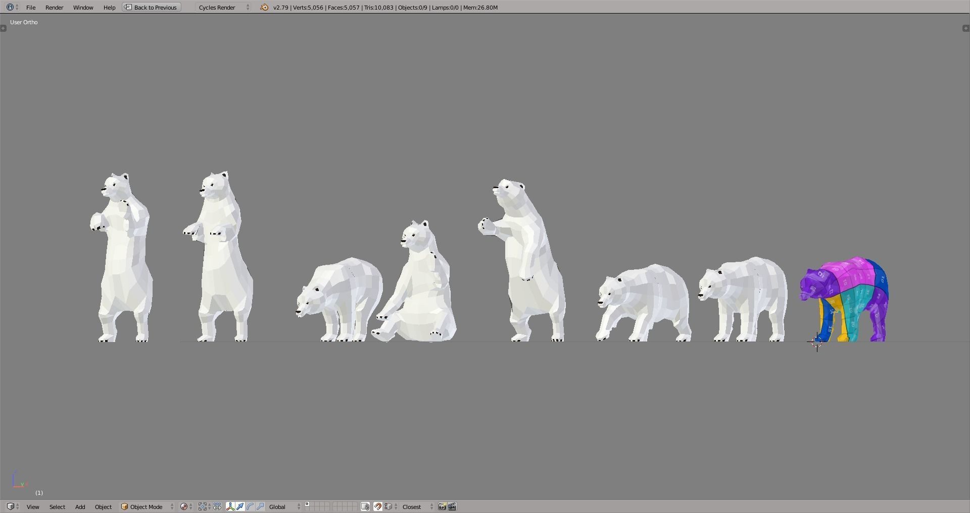 Polar Bear Low-poly 3D model_7