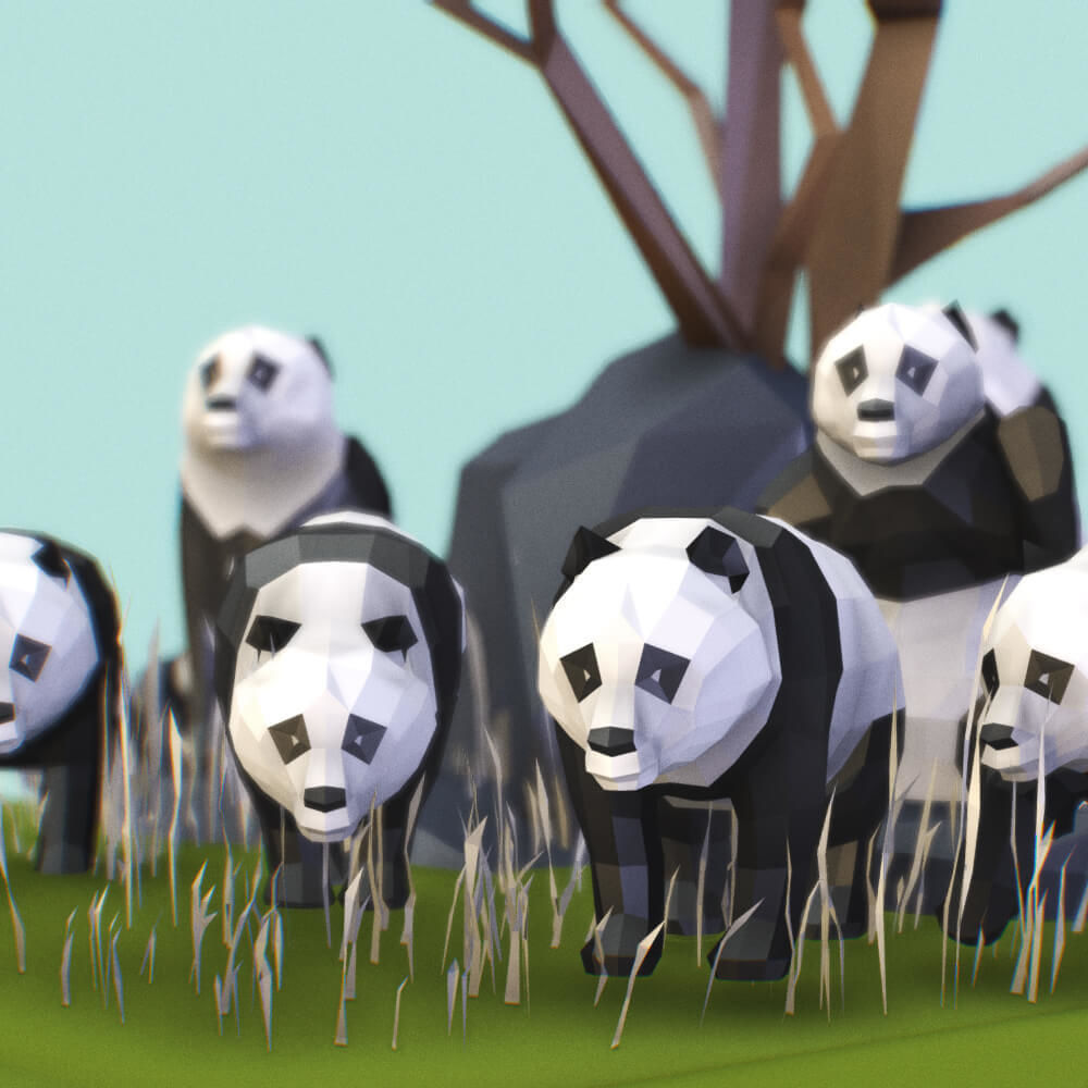 Panda Bear Low-poly 3D model_1