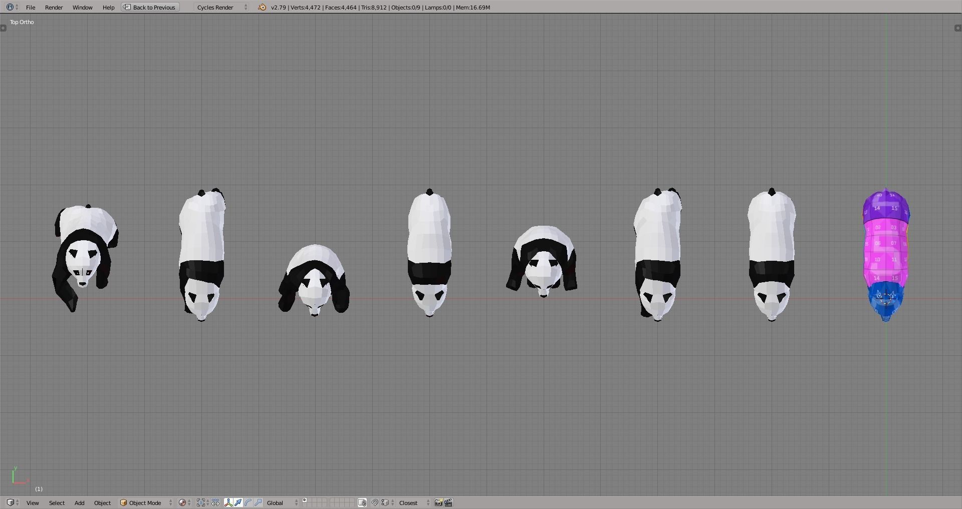 Panda Bear Low-poly 3D model_3