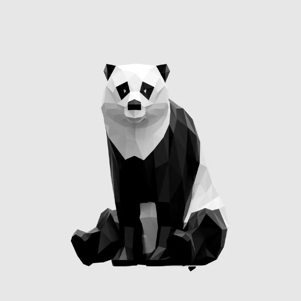 Panda Bear Low-poly 3D model_0