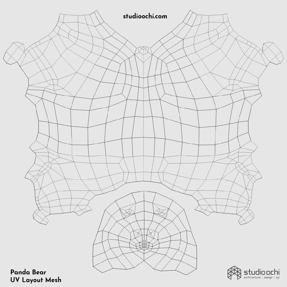 Panda Bear Low-poly 3D model_8