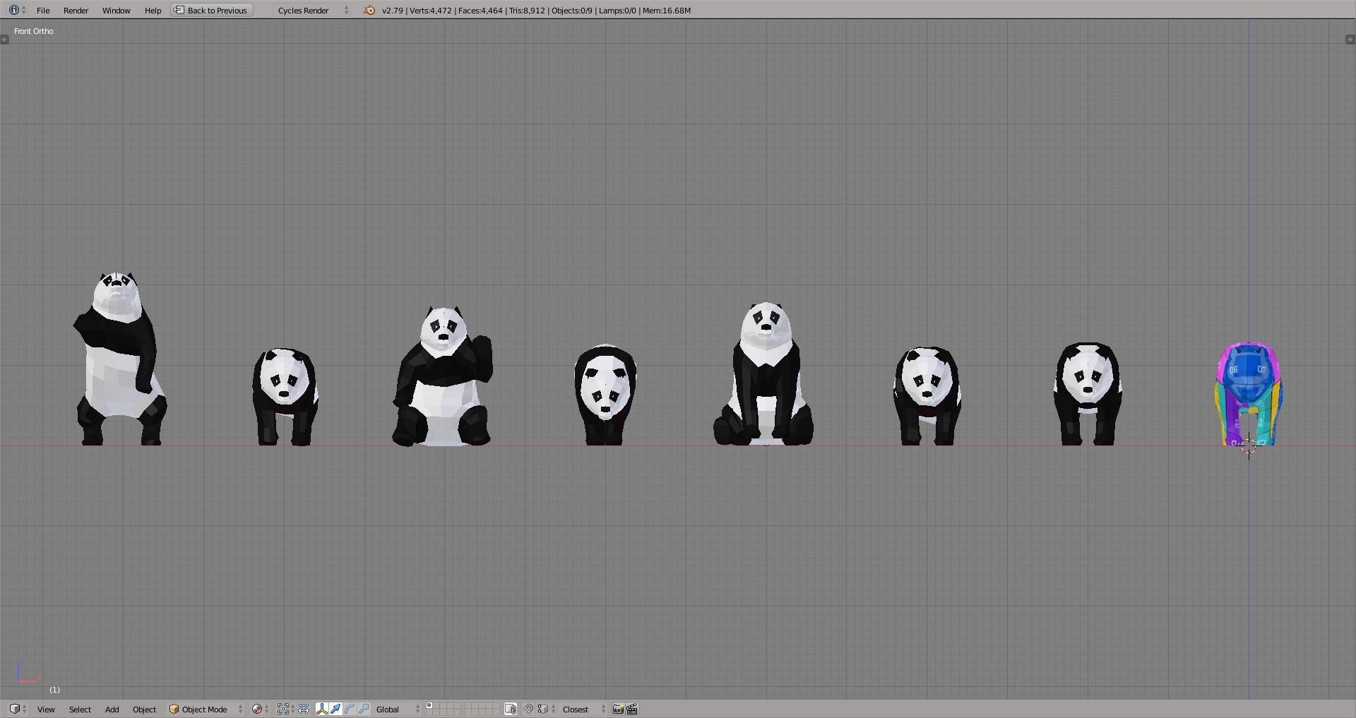 Panda Bear Low-poly 3D model_2