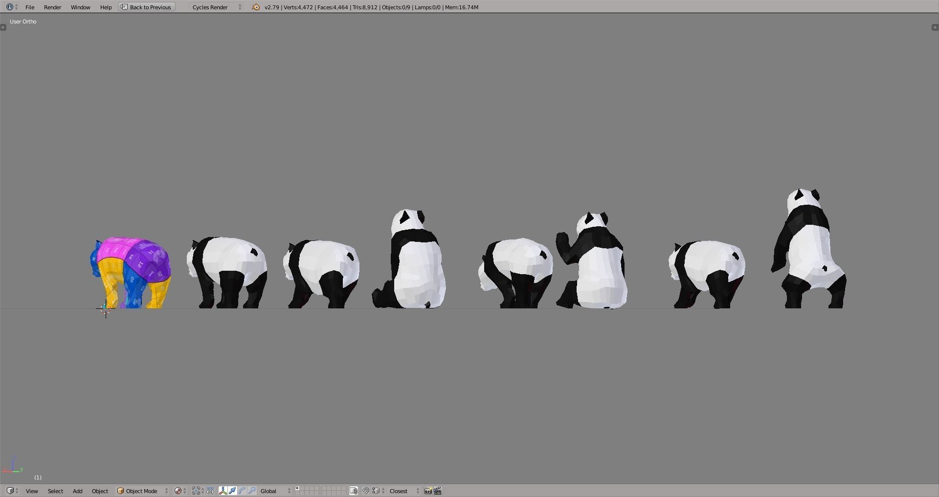 Panda Bear Low-poly 3D model_6